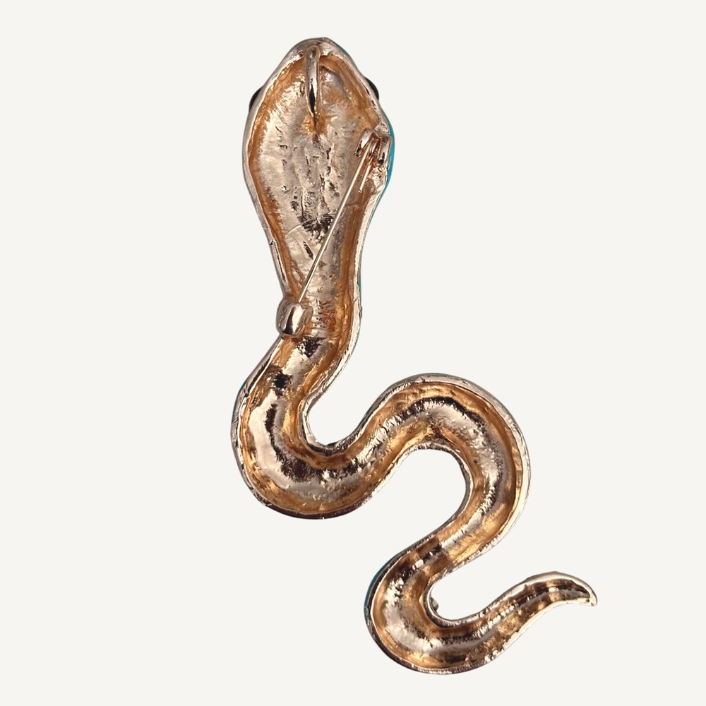 Enamel Snake Pendant / Brooch with Crystal Accents - Picture 2 of 6